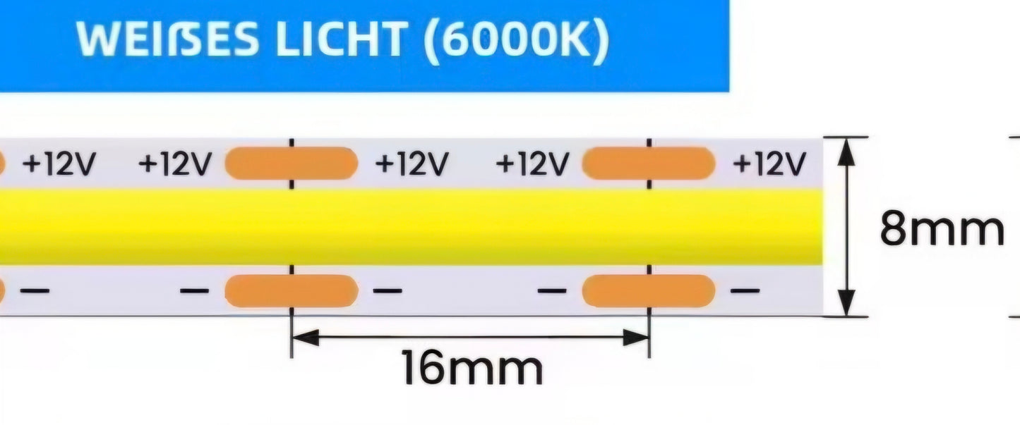 COB LED Streiffen 12V 6000K